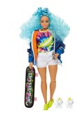 Barbie, lalka, Extra Moda, niebieskie kręcone włosy - Barbie