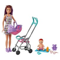 Barbie Opiekunka Lalka Skipper Wózek + bobas Zestaw