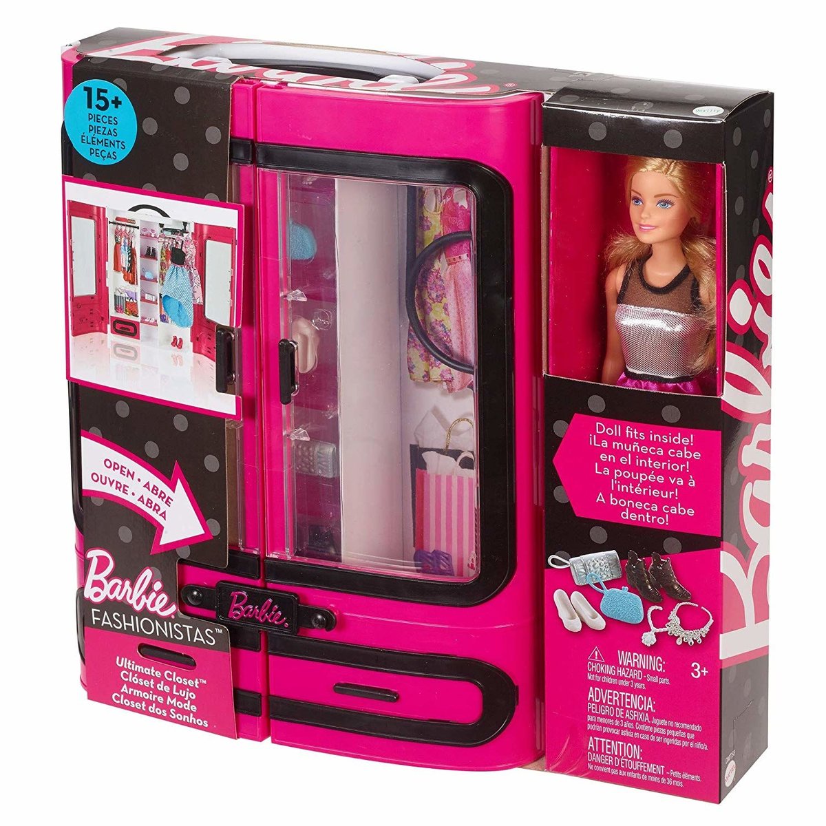 Zdjęcia - Wszystko dla lalek Mattel Barbie, szafa z ubraniami i lalka, DMT58 