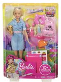 Barbie w podróży, Lalka + akcesoria, Zestaw 3+ FWV25 - Barbie