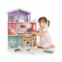 BARDZO DUŻY DOMEK DLA LALEK ok.30cm - 114CM - WILLA Z WYPOSAŻENIEM PIĘTROWA