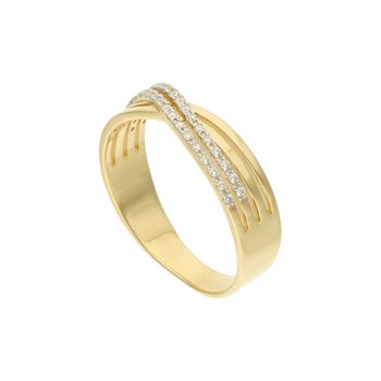 Bardzo ładny przeplatany złoty pierścionek 585 14k - Rosanto