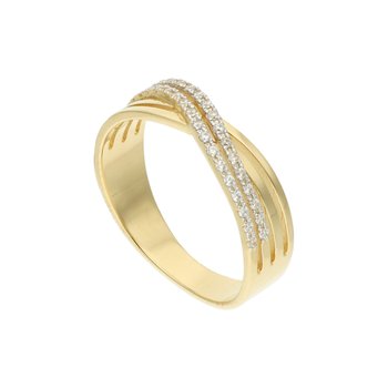 Bardzo ładny przeplatany złoty pierścionek  585 14k - Rosanto