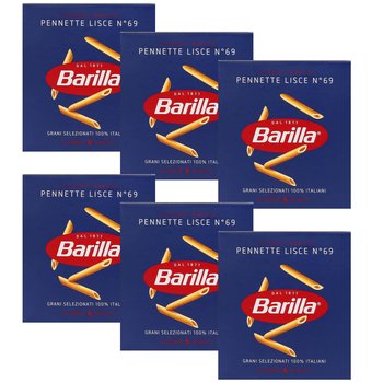 BARILLA Pennette Lisce - Włoski makaron rurki, makaron penne 500g 6 paczek - Barilla