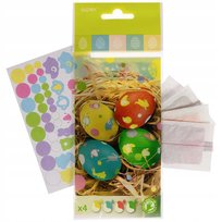 Barwnik do jajek 4 kolory z naklejkami Wielkanoc