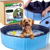 Basen Dla Psa Zwierząt Ogrodowy Składany Kojec Kąpieli 80X30 Cm Niebieski