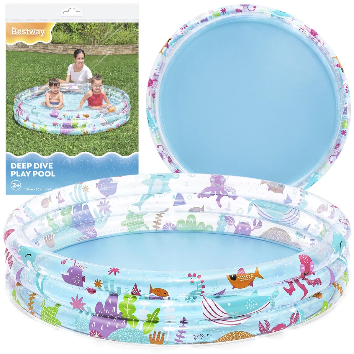 Basen Dmuchany dla Dzieci 152x30 cm – Bezpieczna i Wygodna Zabawa w Brodziku Bestway 51004