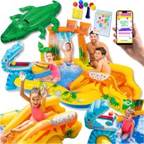 Basen Intex + Bonusy Basen Dla Dzieci Dmuchany Ogrodowy Plac Zabaw Dinozaury Zjeżdzalnia Materac Do Pływania Rękawki  + Ebook