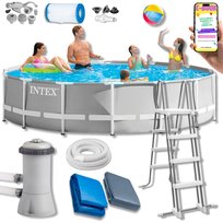 BASEN INTEX Z POMPĄ DRABINKĄ MATĄ PEŁNY ZESTAW 427 cm Stelażowy Ogrodowy Rodzinny DUŻY + EBOOK