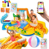 Basen Ogrodowy Dmuchany Dla Dzieci + Bonusy Do Ogrodu Intex Dinozaury Plac Zabaw Zjeżdżalnia Brodzik + Ebook