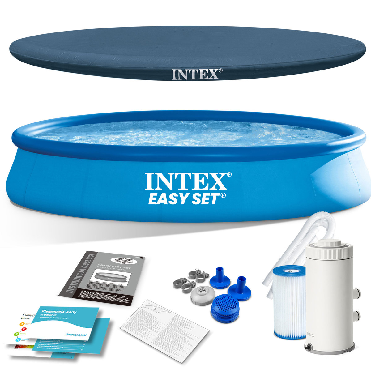 Basen ogrodowy, rozporowy, Intex, zestaw 10w1, 457x457x84 cm