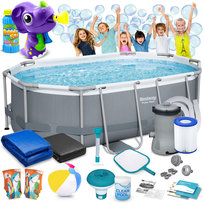 Basen ogrodowy stelażowy 305 x 200 x 84 cm 17w1 Bestway 5614A + maszynka do baniek GRATIS Bestway