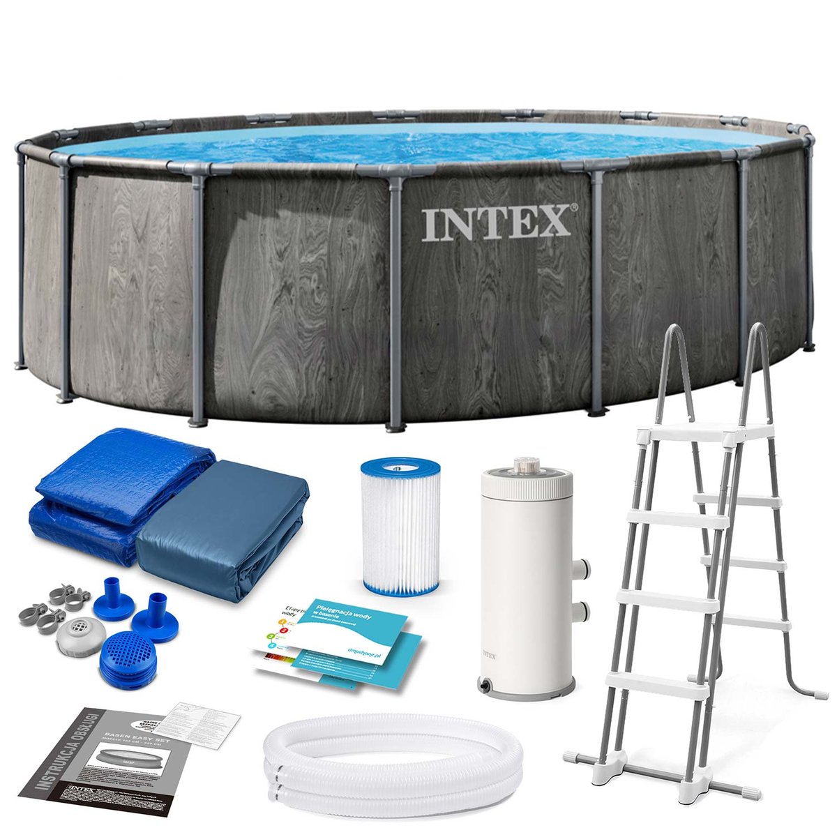 Basen ogrodowy stelażowy Intex 26742ND 457x122 cm zestaw 12w1