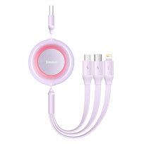 Baseus Bright Mirror 2 Kabel z regulacją długości USB - Micro, USB-C, Lightning do iPhone 3.5A