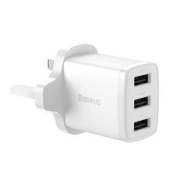 Baseus Compact Ładowarka Sieciowa 3X Usb 17W Wtyczka Uk Biały - Baseus