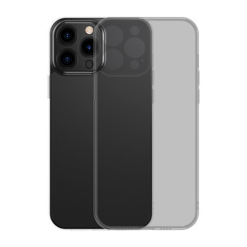 Baseus Frosted Glass Case etui pokrowiec do iPhone 13 Pro Max sztywna obudowa z żelową ramką czarny (ARWS000501) - Baseus