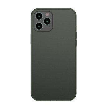Baseus Frosted Glass Case Sztywne etui z elastyczną ramką iPhone 12 Pro Max Ciemnozielony (WIAPIPH67N-WS06) - Baseus