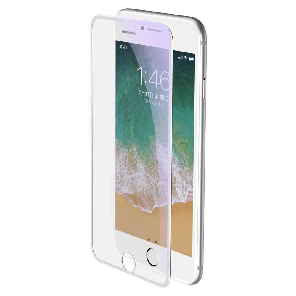 Baseus Full-screen szkło hartowane 3D Anti-Blue Light na cały ekran z osłoną na głośnik Apple iPhone 8 Plus / 7 Plus / 6S Plus / 6 Plus biały (SGAPI..