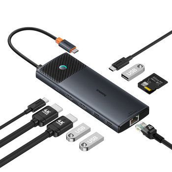 Baseus Hub 10W1 Metal Gleam Series Usb-C Do Usb-C Pd / Usb-C / 3X Usb-A / 2X Hdmi / Rj-45 / Sd / Tf - Baseus