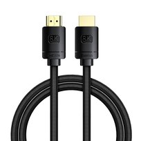 Baseus kabel HDMI 2.1 8K 60 Hz 48 Gbps / 4K 120 Hz / 2K 144 Hz 3D eARC QMS Dynamic HDR VRR ALLM 1 m czarny (CAKGQ-J01) Baseus