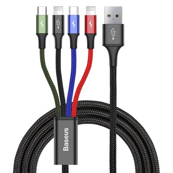 Baseus kabel przewód USB 4w1 2x Lightning / USB Typ C / micro USB w nylonowym oplocie 3.5A 1.2m - Baseus