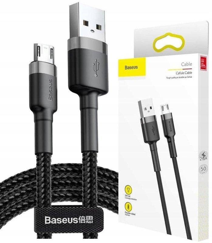 BASEUS Krótki Kabel 2.4 A USB do microUSB Ładowarki 0,5m Oplot Android Auto