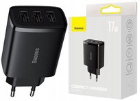 BASEUS Ładowarka Sieciowa 3x USB do Ładowania Telefonu Smartfona Potrójna Baseus