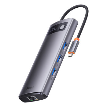 Baseus Metal Gleam Series Stacja Dokująca Hub 7 W 1 Usb Typ C - 2 X Hdmi /  3 X Usb 3.2 Gen. 1 / 1 X Power Delivery / 1 X Rj-45 Ethernet Szary - Baseus
