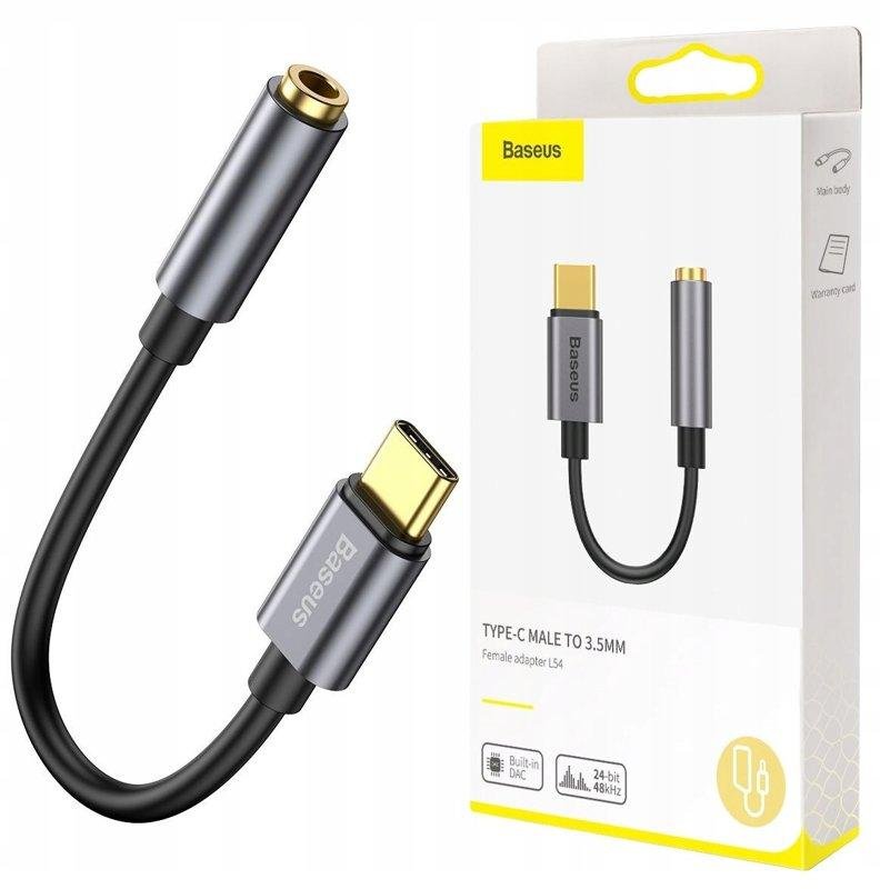 BASEUS Przejściówka AUX jack 3,5 USB-C Adapter Audio do Słuchawek Głośników