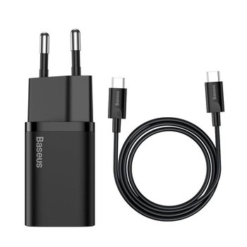 Baseus Super Si szybka ładowarka sieciowa Quick Charge 3.0 Power Delivery 25W 3A + Kabel USB Typ C - USB Typ C 3A 1m czarny (TZCCSUP-L01) - Baseus