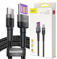 BASEUS Szybki Kabel USB -C 1m 40W 5A Szary Czarny w Oplocie do Ładowarki QC Baseus