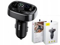 Baseus Transmiter FM z Bluetooth 2x USB microSD (czarny)h CCALL-TM01 Baseus