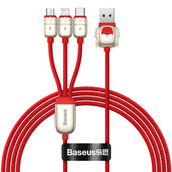 Baseus Year of the Tiger 3w1 kabel USB - Lightning / USB Typ C / micro USB 3,5 A 1,2m czerwony (CASX010009) - Baseus