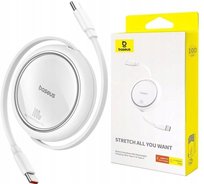 BASEUS Zwijany Kabel PD 100W USB -C Rozwijany 1m Biały do Ładowarki Szybki Baseus