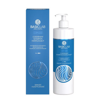 BasicLab, Codzienny szampon nawilżający z 4% fermentu ryżowego, prowitaminą B5 i aminokwasami, Lekkość i elastyczność, 300ml - BasicLab