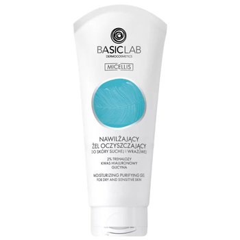 BasicLab, Nawilżający żel oczyszczający do skóry suchej i wrażliwej, 100 ml - BasicLab