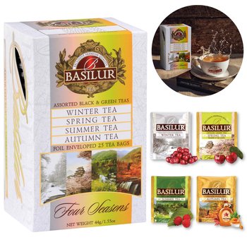 BASILUR Four Seasons - Zielona i czarna herbata owocowa, w saszetkach 25 x 2 g/1,5 g x1 - Basilur