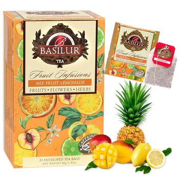 BASILUR Fruit Infusions - Owocowa herbata bezkofeinowa z aromatem owoców tropikalnych i cytrusów, w saszetkach 20 x 2 g x1 - Basilur