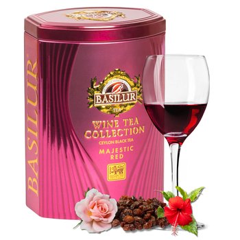 BASILUR Majestic Red - Czarna herbata cejlońska z dodatkiem aromatu czerwonego naparu, w ozdobnej puszce, 75g x1 - Basilur
