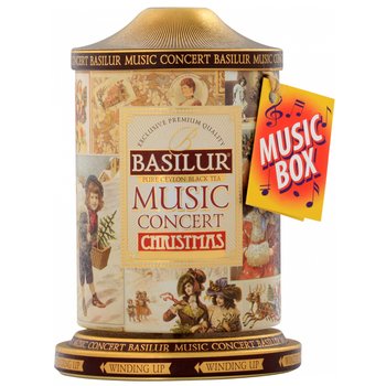 BASILUR Music Concert Christmas - Czarna liściasta herbata cejlońska, puszka z pozytywką, świąteczna herbata 100 g x1 - Basilur