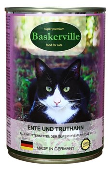 Baskerville, kaczka i Indyk, Mokra karma dla kotów super-premium, 400g - Baskerville