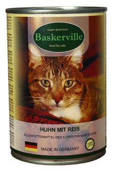Baskerville, kurczak z ryżem, Mokra karma dla kotów super-premium, 400g - Baskerville