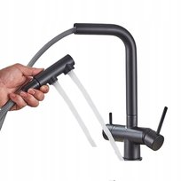 Bateria Kuchenna Trójdrożna Do Filtra Czarna Nero Black Wyciągana Wylewka