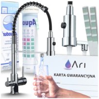 Bateria Kuchenna Trójdrożna z Obrotową Wyciąganą Wylewką Kran Do Kuchni Filtr SOLID SPRING - CHROM