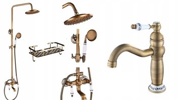 Bateria łazienkowa Old Retro Mosiądz - Zestaw - CHDE