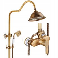 Bateria Łazienkowa Prysznic Old Retro Mosiądz Ceramika Wzorki