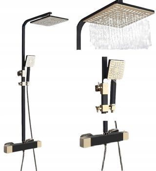 Bateria Łazienkowa Prysznicowa Czarno Złota Mideo Termostat - CHDE