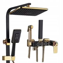 Bateria Łazienkowa Prysznicowa Czarno Złota Mido Termostat Bkg