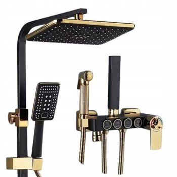 Bateria Łazienkowa Prysznicowa Czarno Złota Mido Termostat Bkg - CHDE