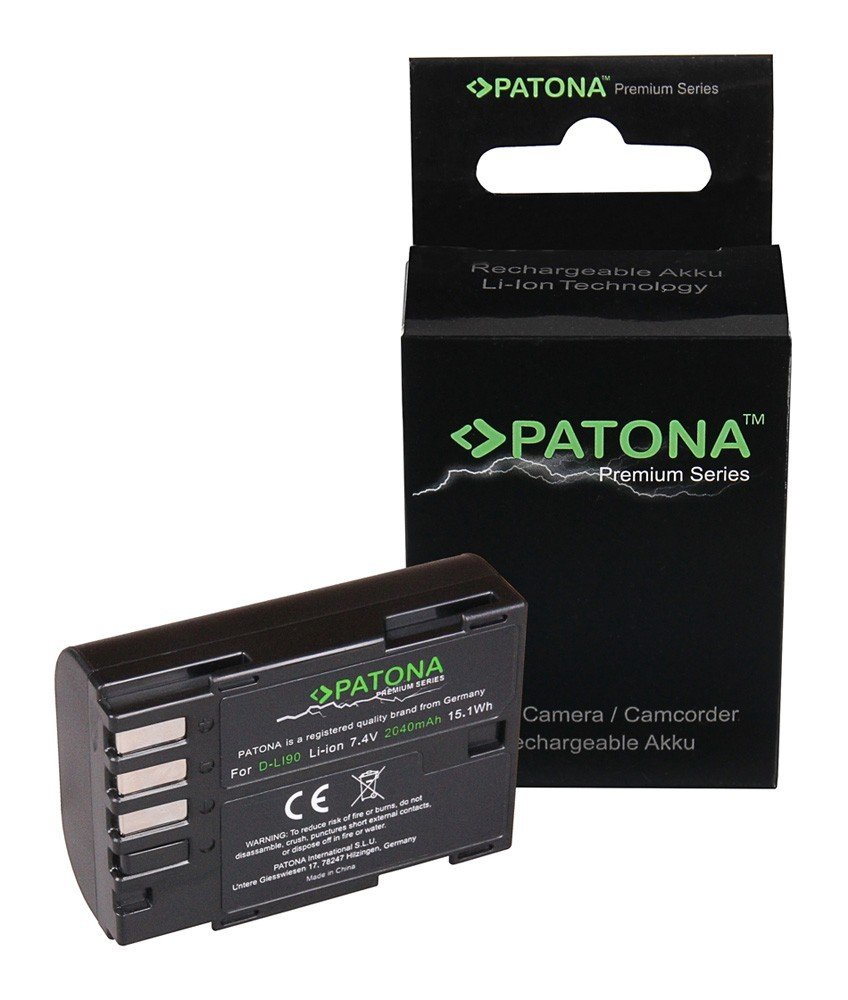 PATONA 2X Premium D-Li90 Batería 2040mAh Compatible con Pentax 645D K1